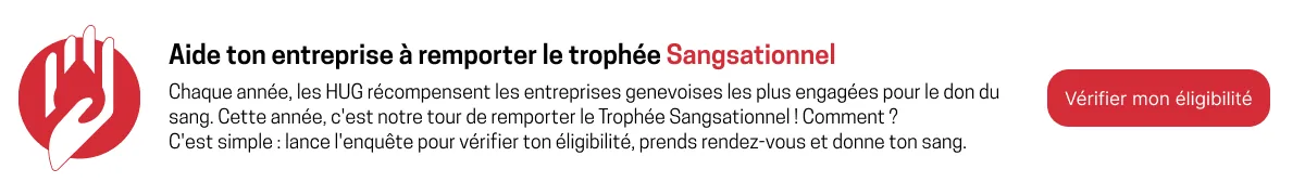 Bannière intranet claire : « Aide ton entreprise à remporter le trophée Sangsationnel »